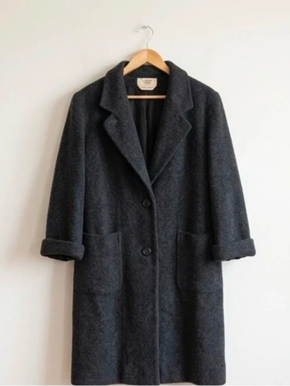 Women's Dark Gray Wool Blend Pea Coat - Tailored Single-Breasted